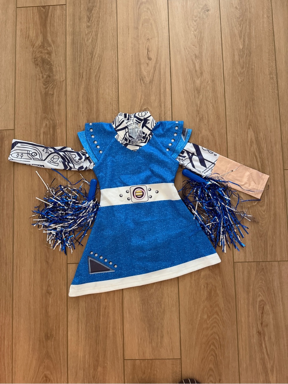 Sparkle Blue Space Cheerleading Kids Costume (Zombies 2 Alien costume)